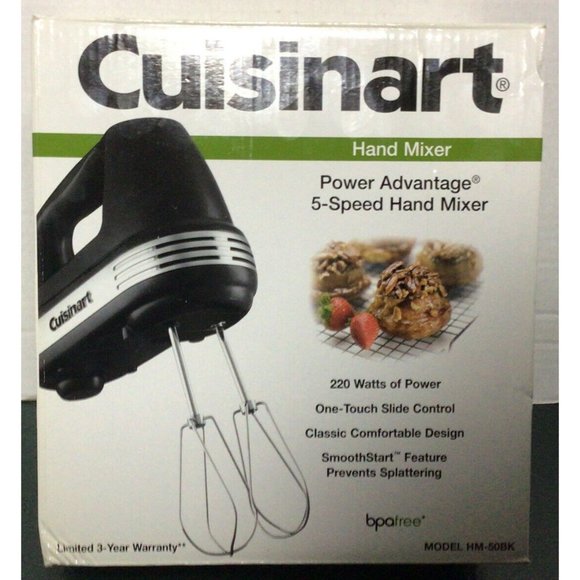 Cuisinart, Kitchen, Cuisinart Power Advantage 5 Speed 22w Hand Mixer  Black Hm50bk Testedworks